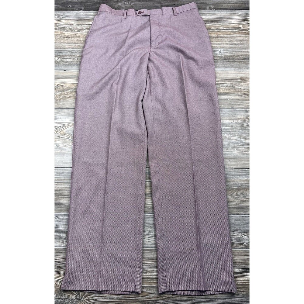 Pierre Laurant Mens Dress Pants Dusty Mauve Stretch Quiet Luxury Old Money 34/32